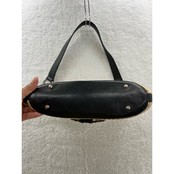 Kate Landry Womens Shoulder Bag Beige Black Woven Mixed Inside Zip Pocket - Picture 5 of 12